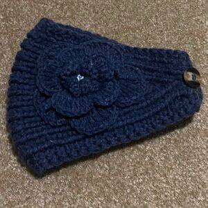 NWT-Handmade Dark Grey Knit Headband with Flower